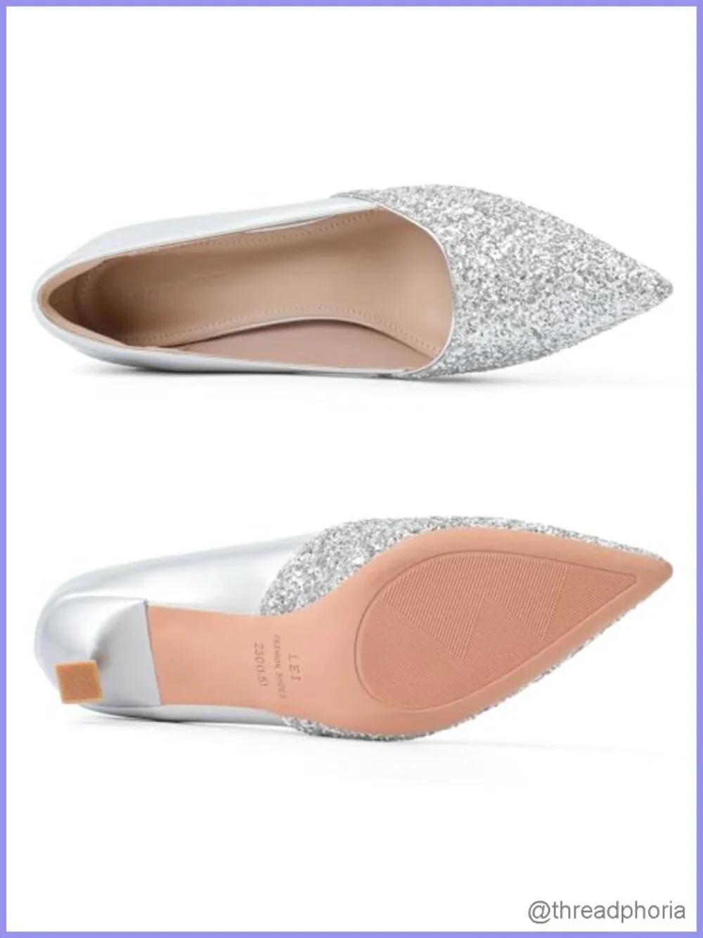 Sequin Pointed Toe Kitten Heels Women's Pumps 2 Inch Stiletto Slip On Wedding